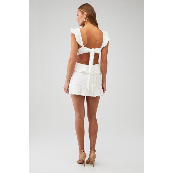Show Me Your Mumu Zoey Mini Dress in White Iridescent Sequins M NWT - Picture 10 of 12